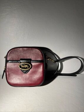 Coach Kat Camera Bag 88224 Colorblock Leather Crossbody Burgundy